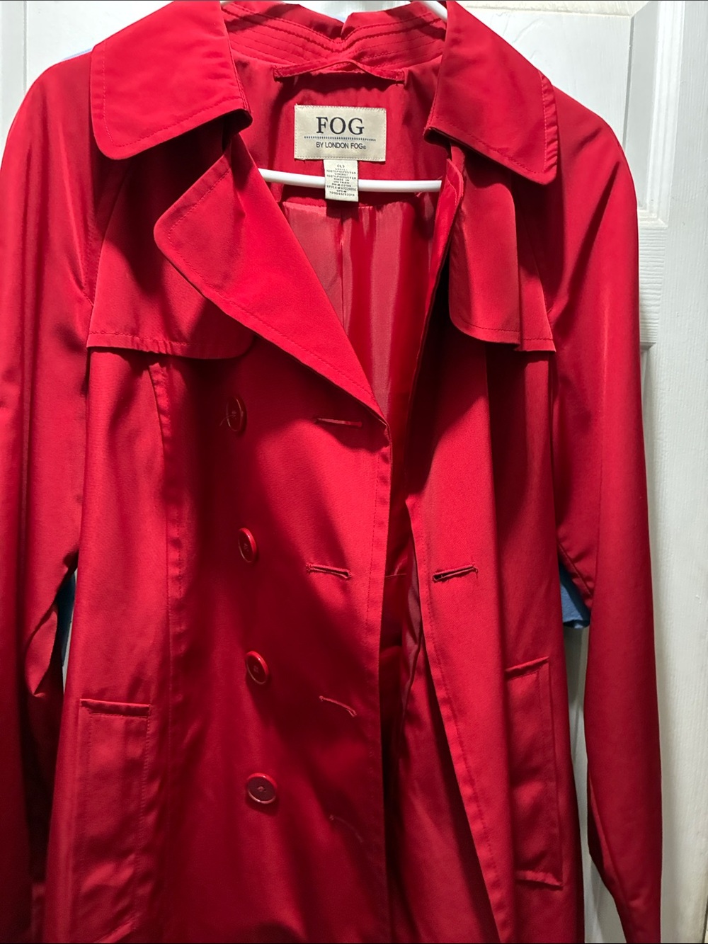London Fog Women's Vibrant Red Double-Breasted Trench Coat